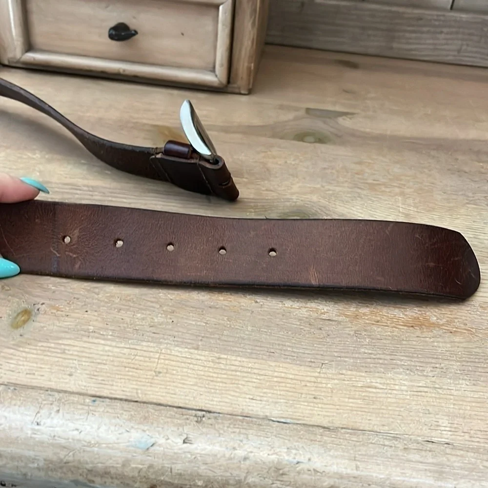 DSTLD Men’s Leather Belt Brown Size 32 Made in USA